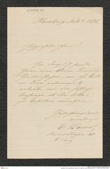 Nachlass Franz Steindachner, Brief von E. Dämel an Franz Steindachner (01.11.1876), Inv.Nr. 98.04, Seite 1